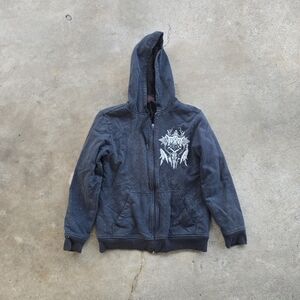 Vintage MMA Elite Hoodie Jacket  Zip Up Bandana Print Y2K Sherpa Lined S